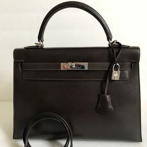 SOLD🎉🎉🎉🎉Hermes Kelly 32 Ebene Box Calf